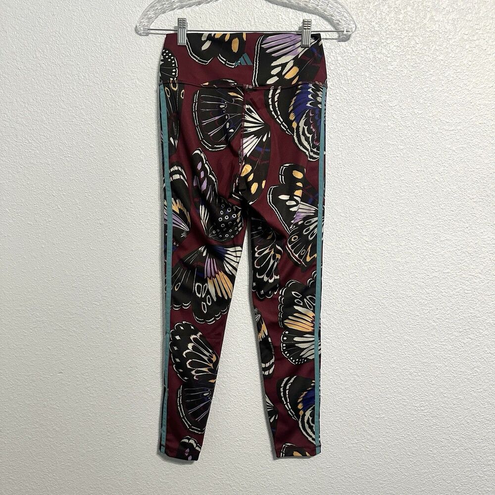 Adidas Farm Rio Butterfly Leggings Women Size XS Tight Fit Black Amazon Red - Picture 2 of 11